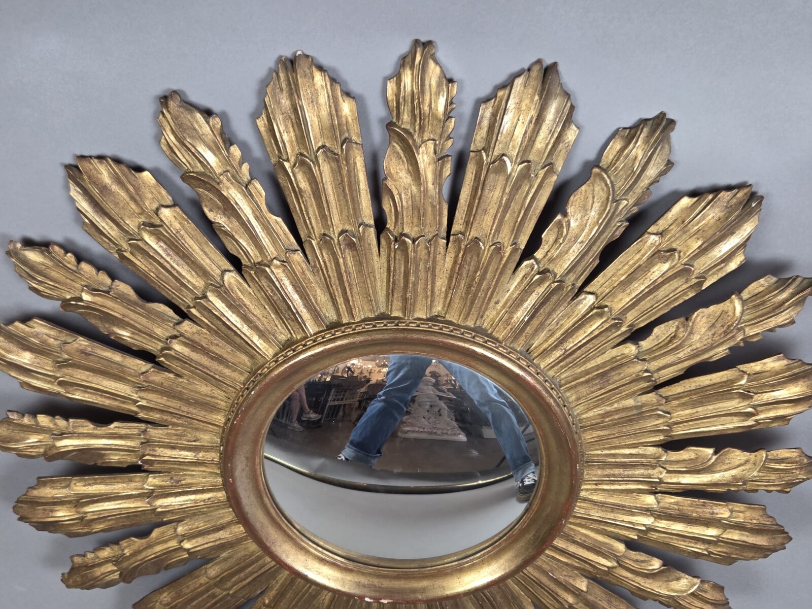 Gilded wood sunburst mirror, circa 1960