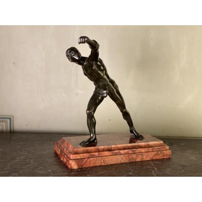 Gladiator Borghese, bronze after the antique on marble base