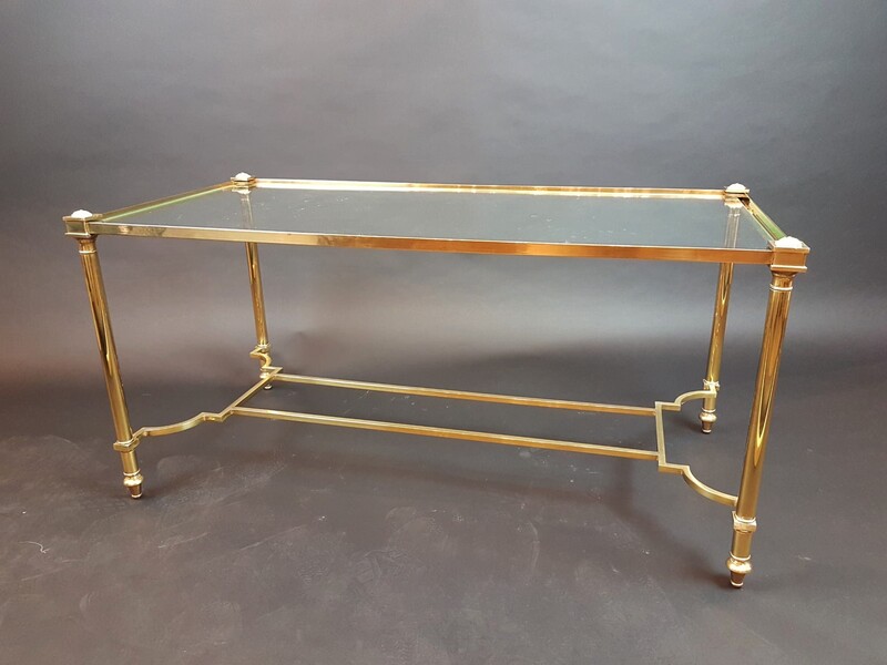 Glass and brass coffee table - very good quality