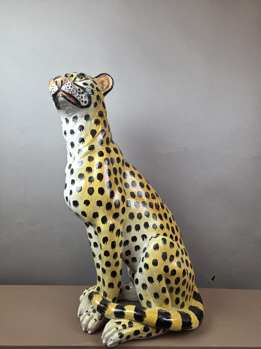 Glazed terracotta leopard, Italy circa 1950