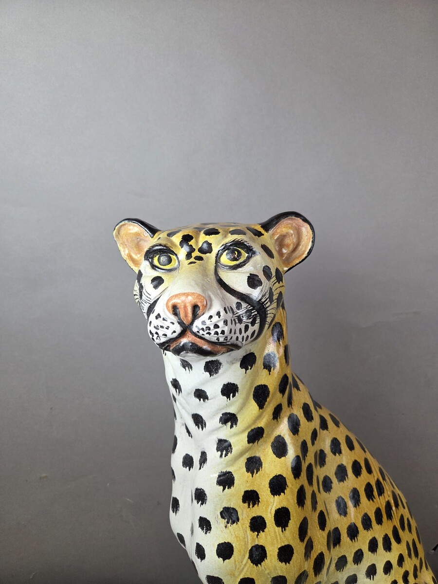 Glazed terracotta leopard, Italy circa 1950