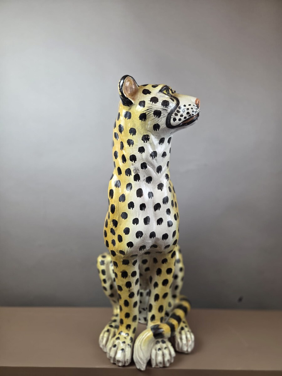 Glazed terracotta leopard, Italy circa 1950