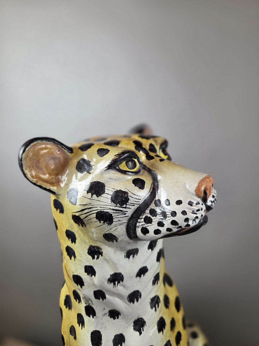 Glazed terracotta leopard, Italy circa 1950