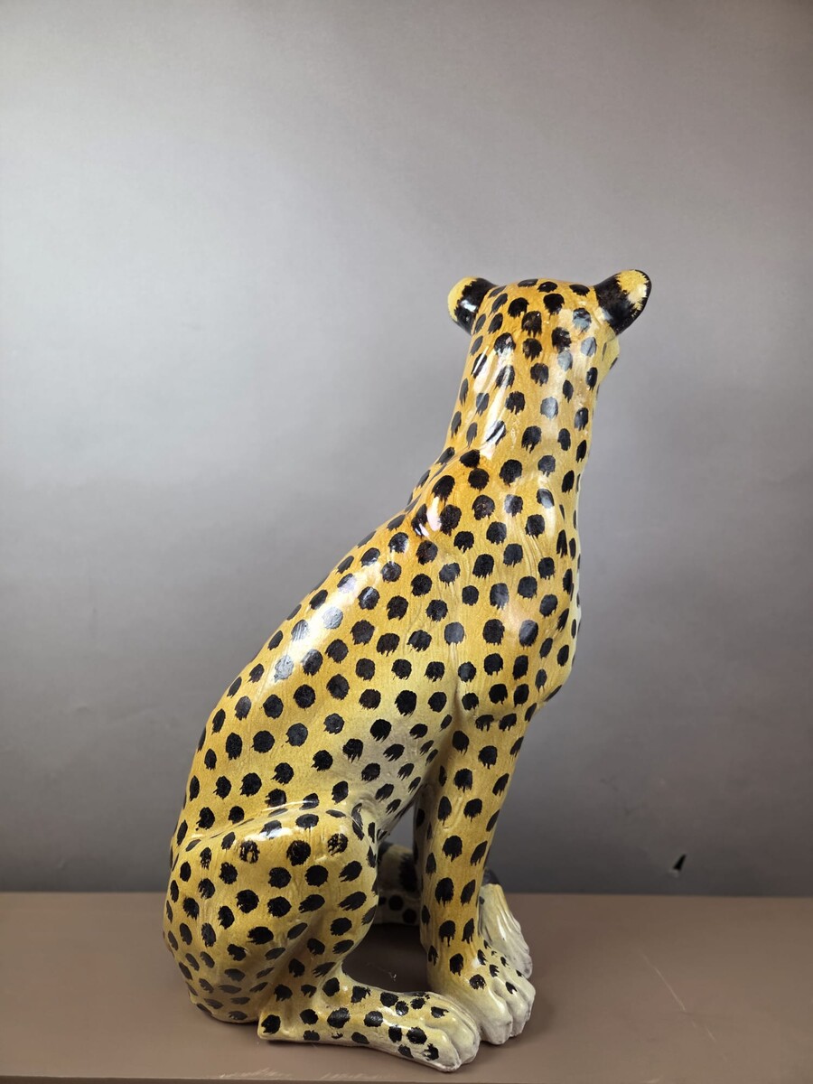 Glazed terracotta leopard, Italy circa 1950