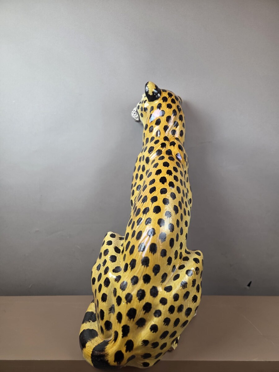 Glazed terracotta leopard, Italy circa 1950