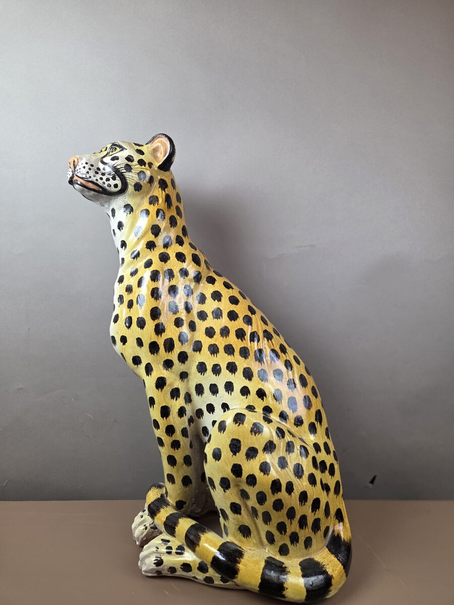 Glazed terracotta leopard, Italy circa 1950
