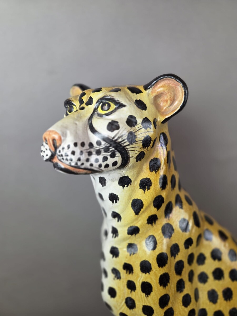 Glazed terracotta leopard, Italy circa 1950