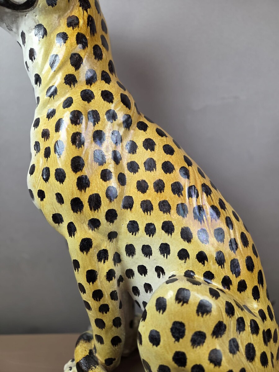 Glazed terracotta leopard, Italy circa 1950