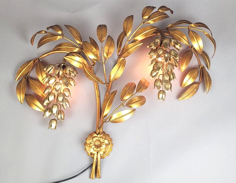 gold and silver metal wall light - circa 1950