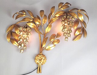 gold and silver metal wall light - circa 1950