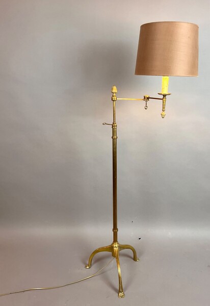 Gold-plated brass reading lamp, 20th century