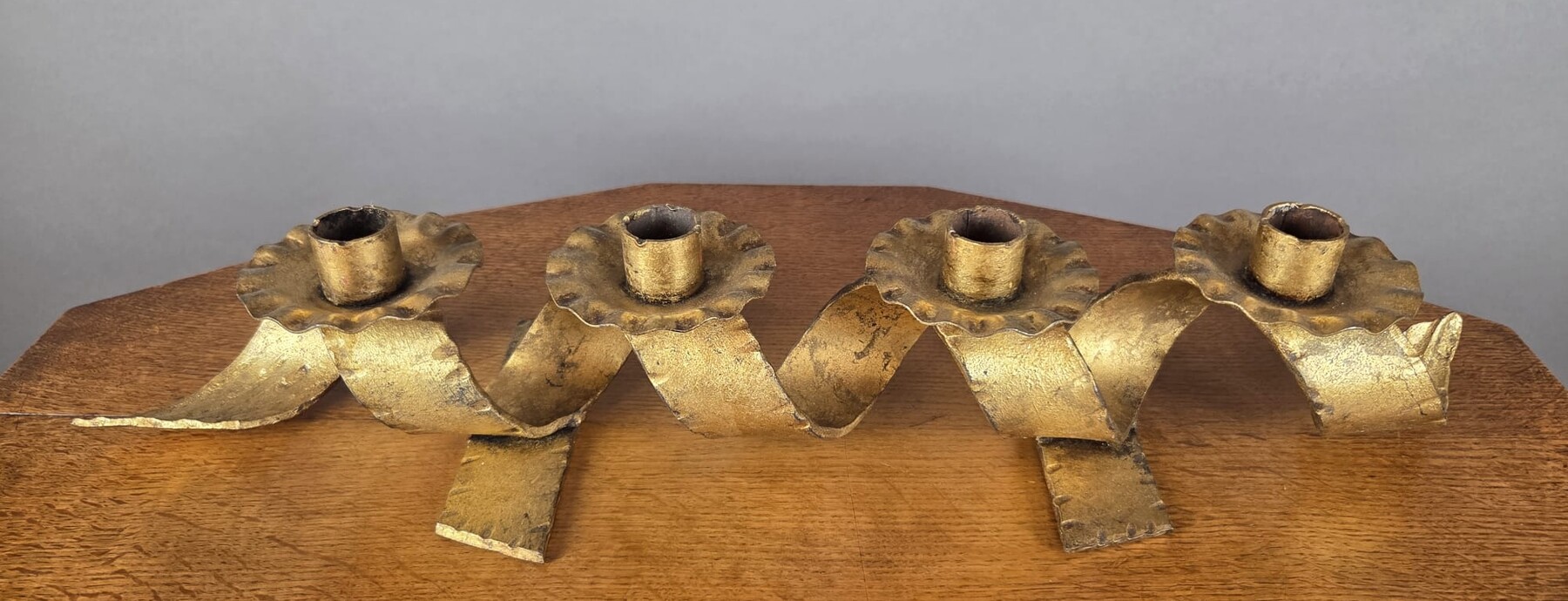 Gold-Plated Wrought Iron Candle Holder