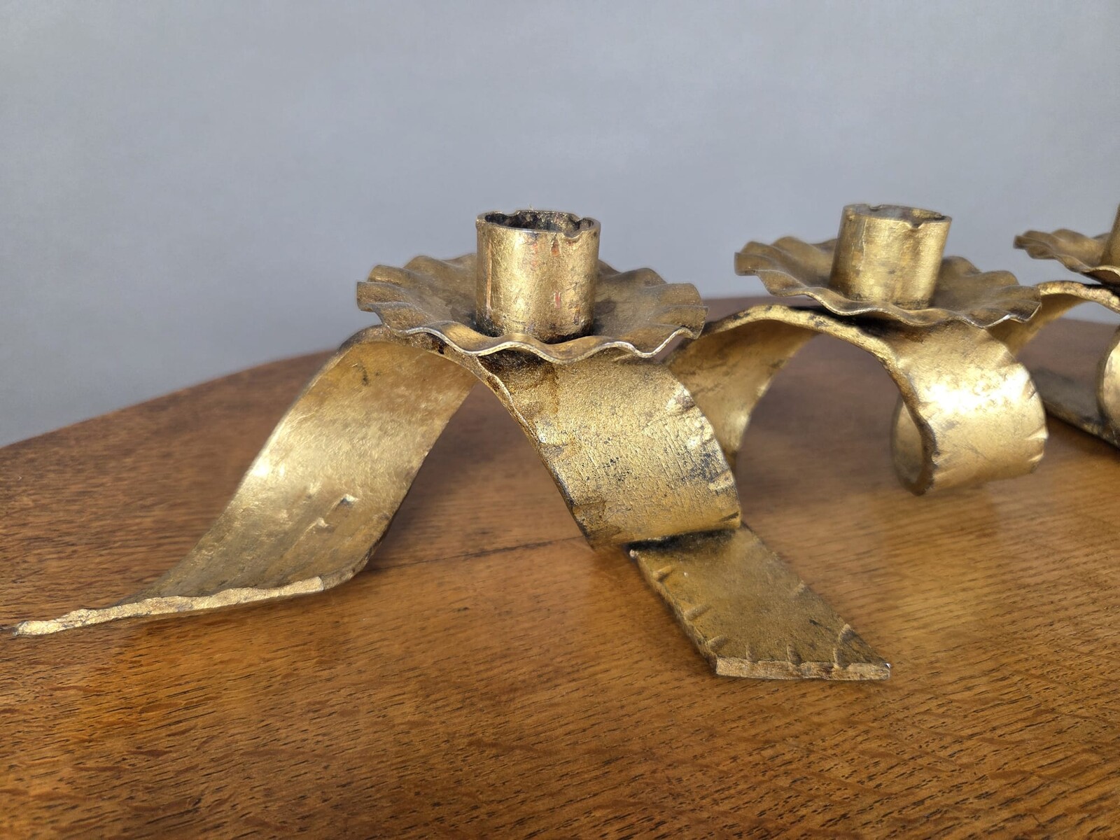 Gold-Plated Wrought Iron Candle Holder