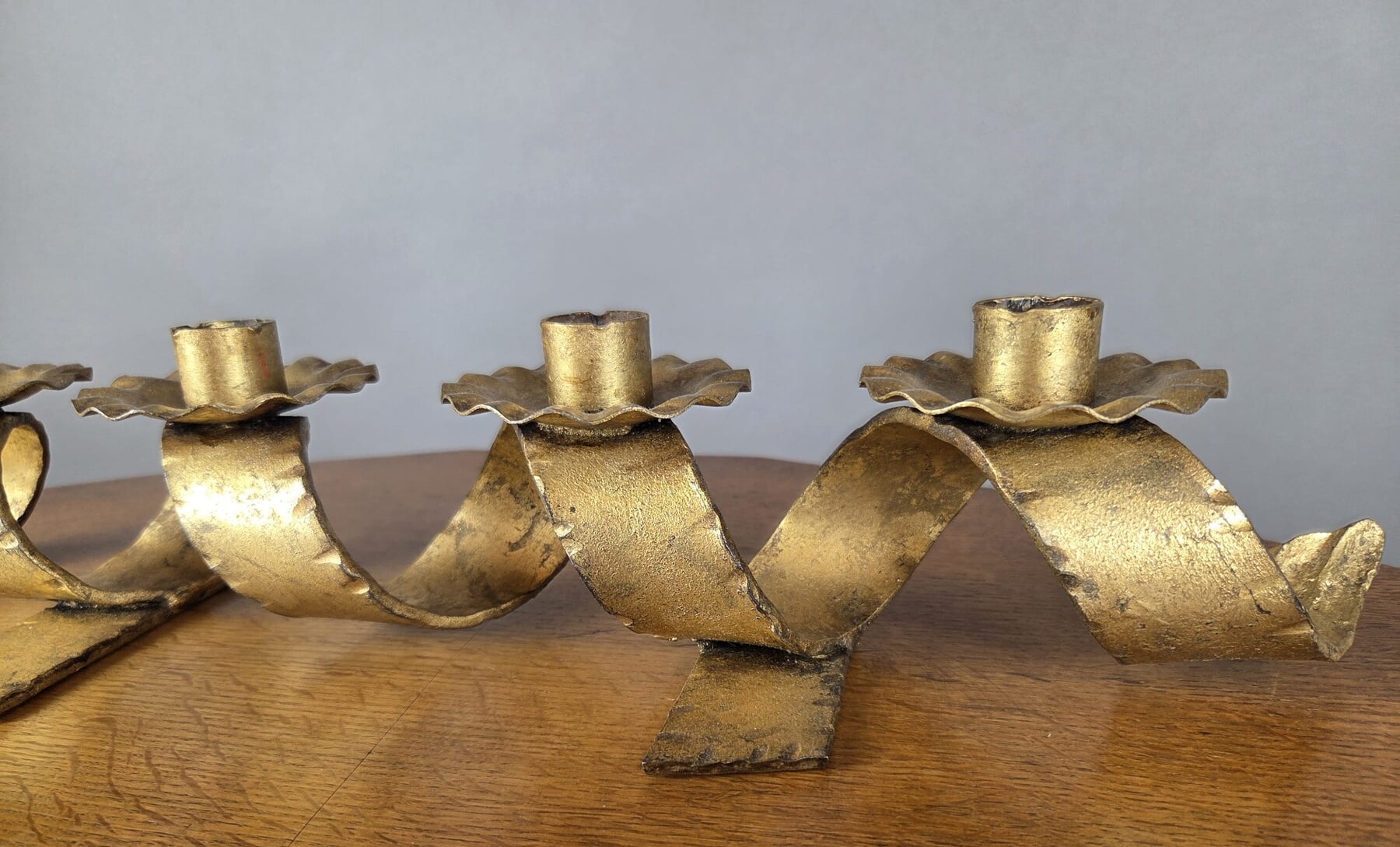 Gold-Plated Wrought Iron Candle Holder