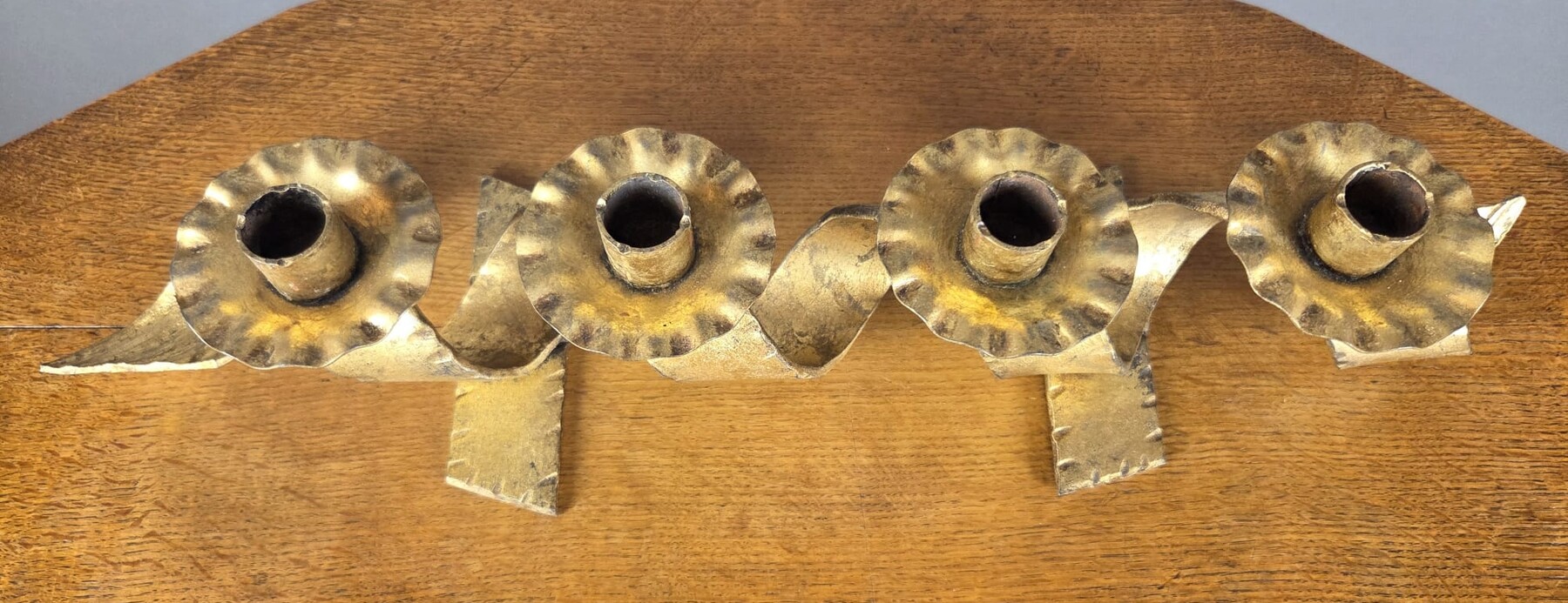Gold-Plated Wrought Iron Candle Holder