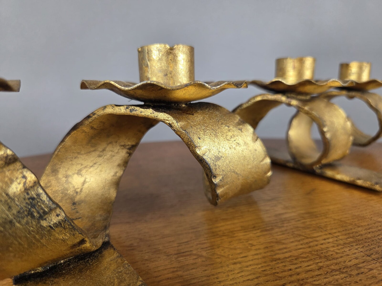 Gold-Plated Wrought Iron Candle Holder