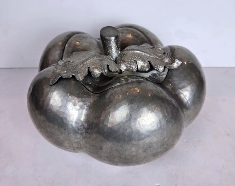 Hammered pewter pumpkin ice bucket, Italy circa 1970