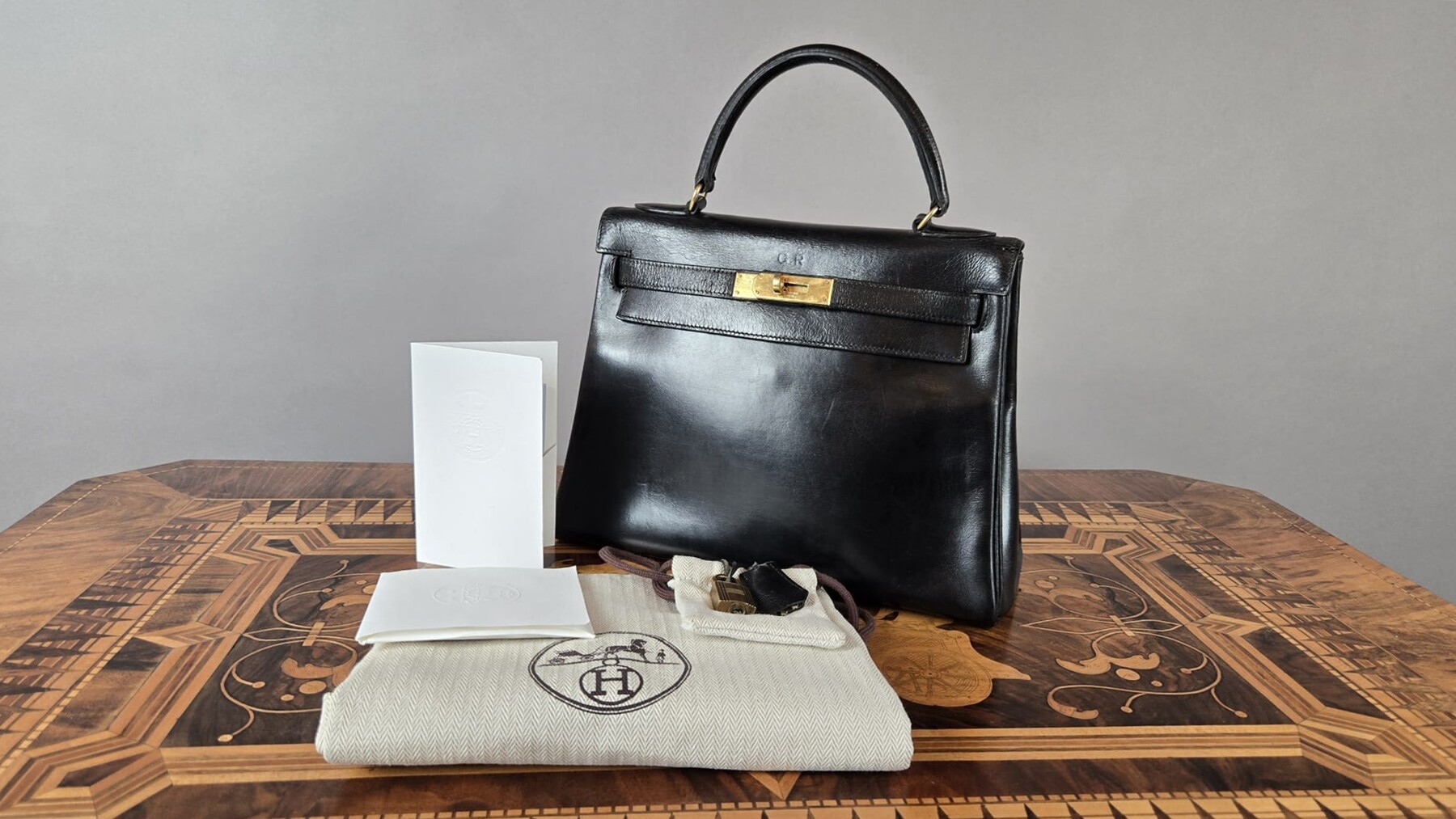 Hermès Kelly 28 Sellier Bag in black Box leather, 1959