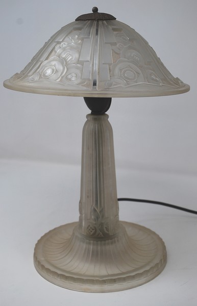 Hettier Vincent Lamp - Pressed Glass - Art Deco