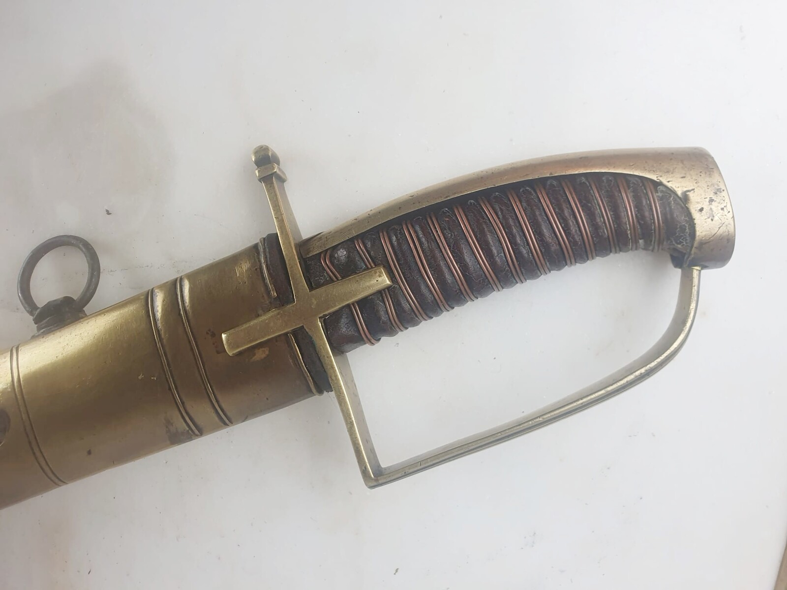 Hungarian hussar sabre, single-pronged brass mount