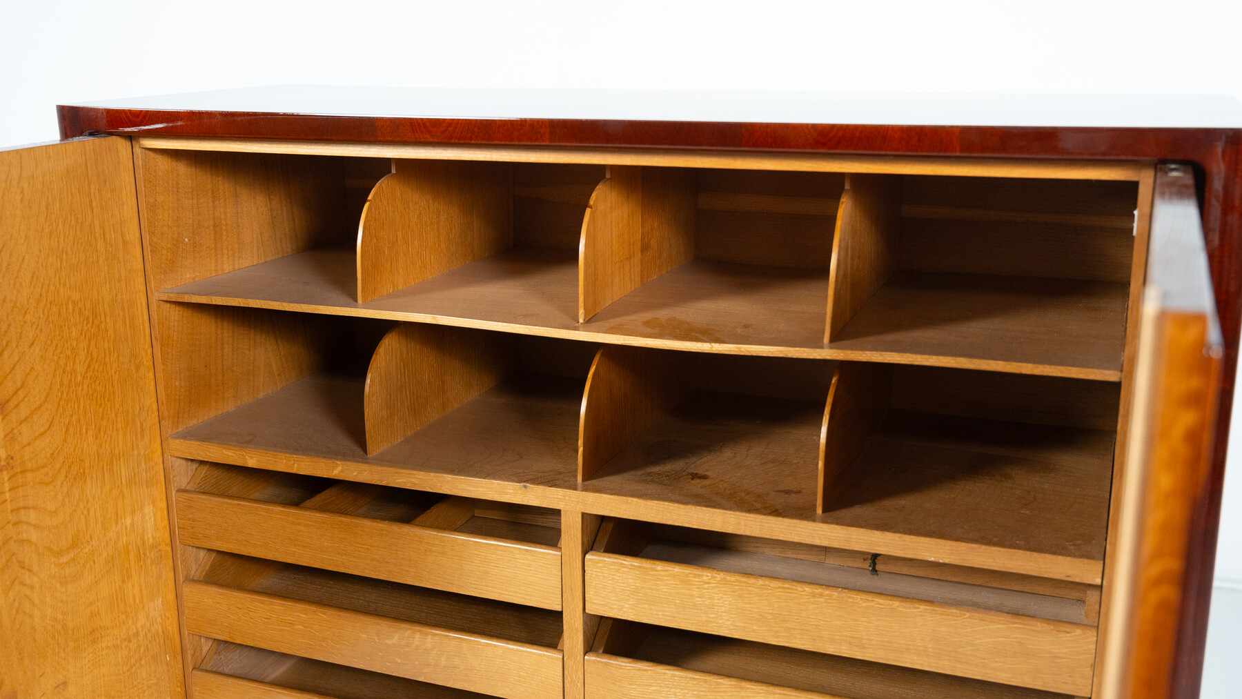 In the style of Paolo Buffa, mahogany cabinet, Italy circa 1950