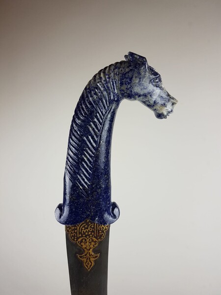 Indo-Persian dagger, lapis lazuli hilt in the shape of a horse's head