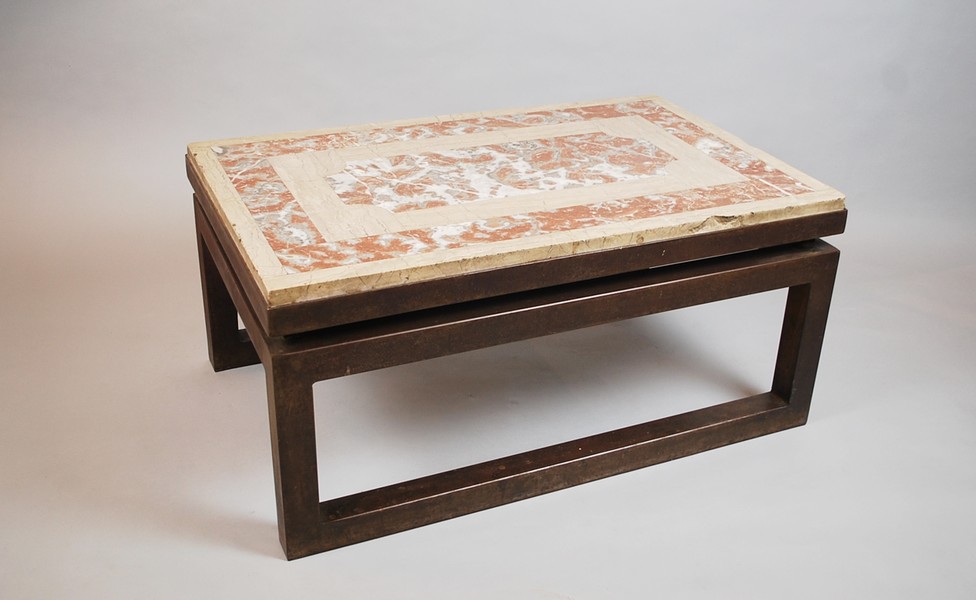 Italian 1950 coffee table, marble marquetry