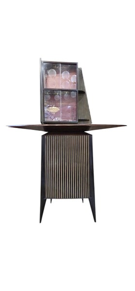 Italian bar console in wood and glass, 1950s, attributed to Cappelletti Camagni e Porro