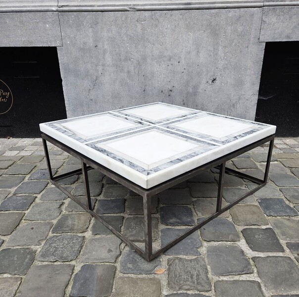 Italian coffee table with a marble marquetry top, 1970s
