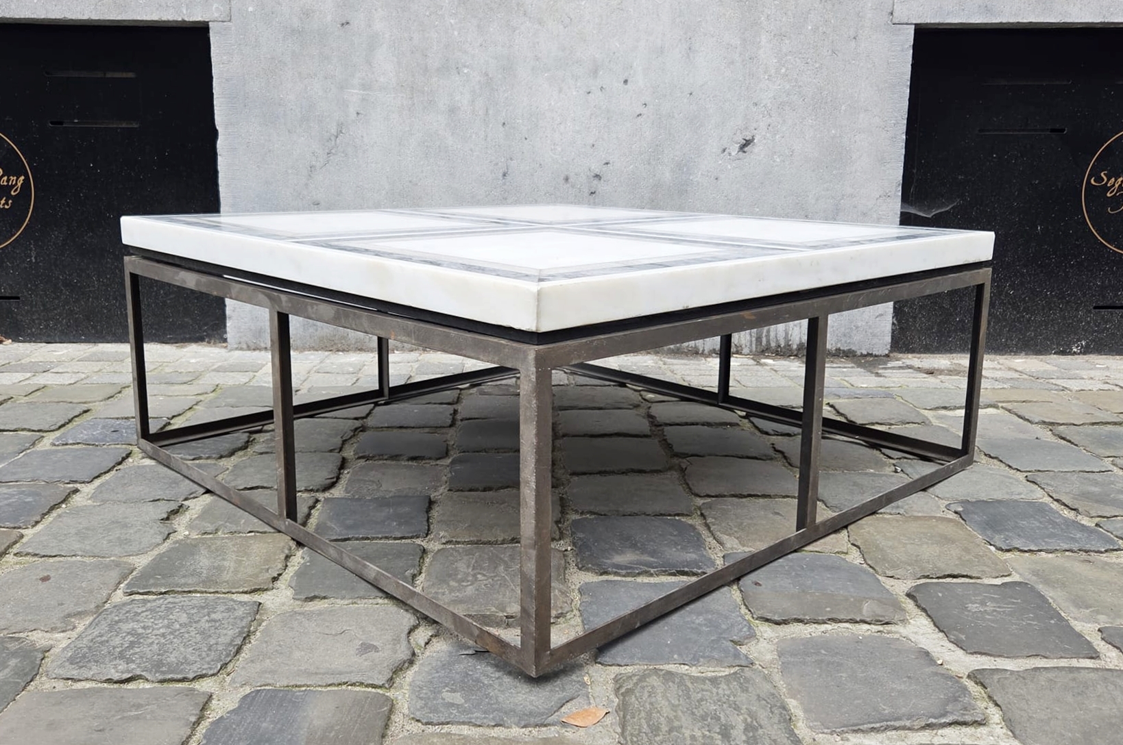 Italian coffee table with a marble marquetry top, 1970s