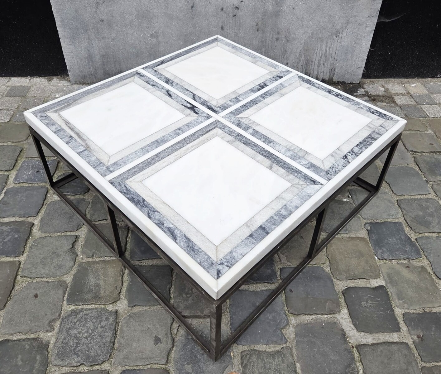 Italian coffee table with a marble marquetry top, 1970s