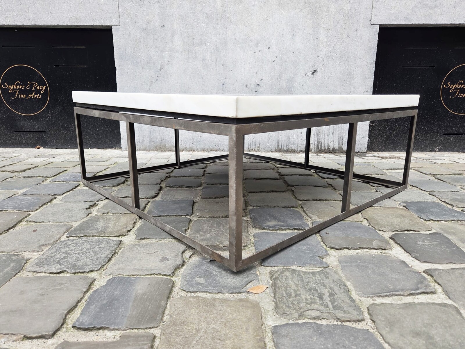 Italian coffee table with a marble marquetry top, 1970s