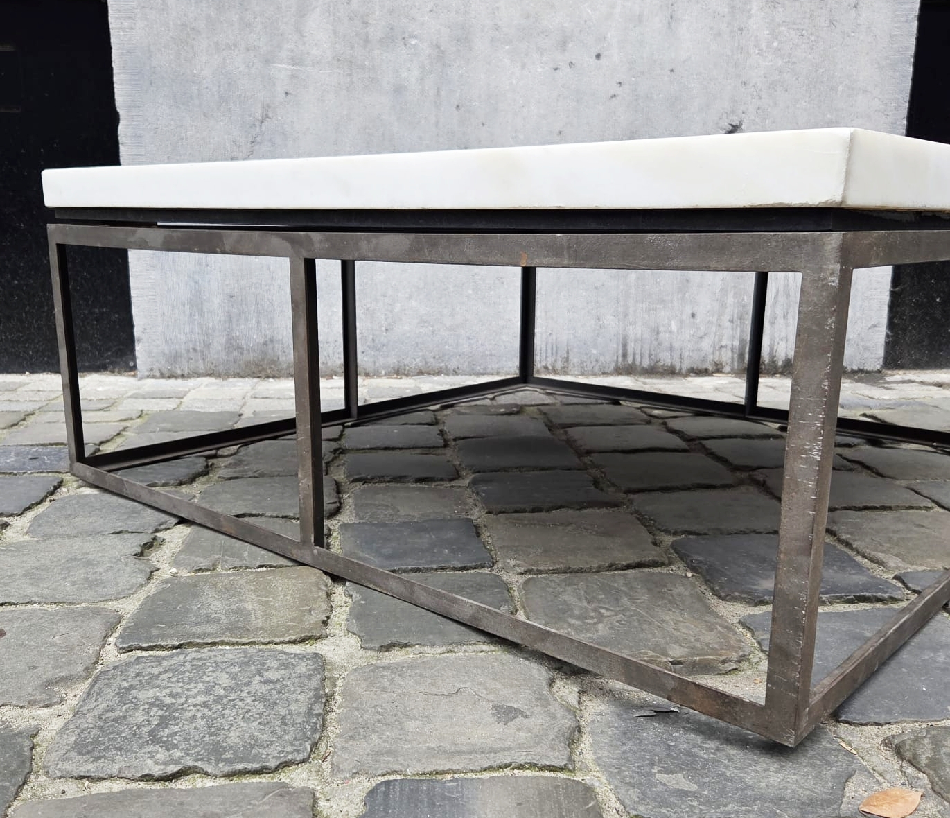 Italian coffee table with a marble marquetry top, 1970s