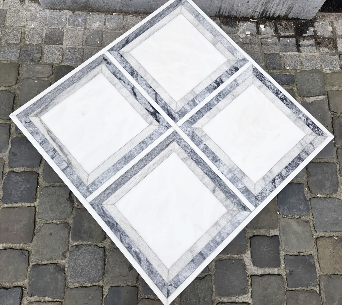 Italian coffee table with a marble marquetry top, 1970s
