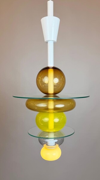 Italian Firenze Yellow Glass Chandelier, Ettore Sottsass For Venini, 1990 