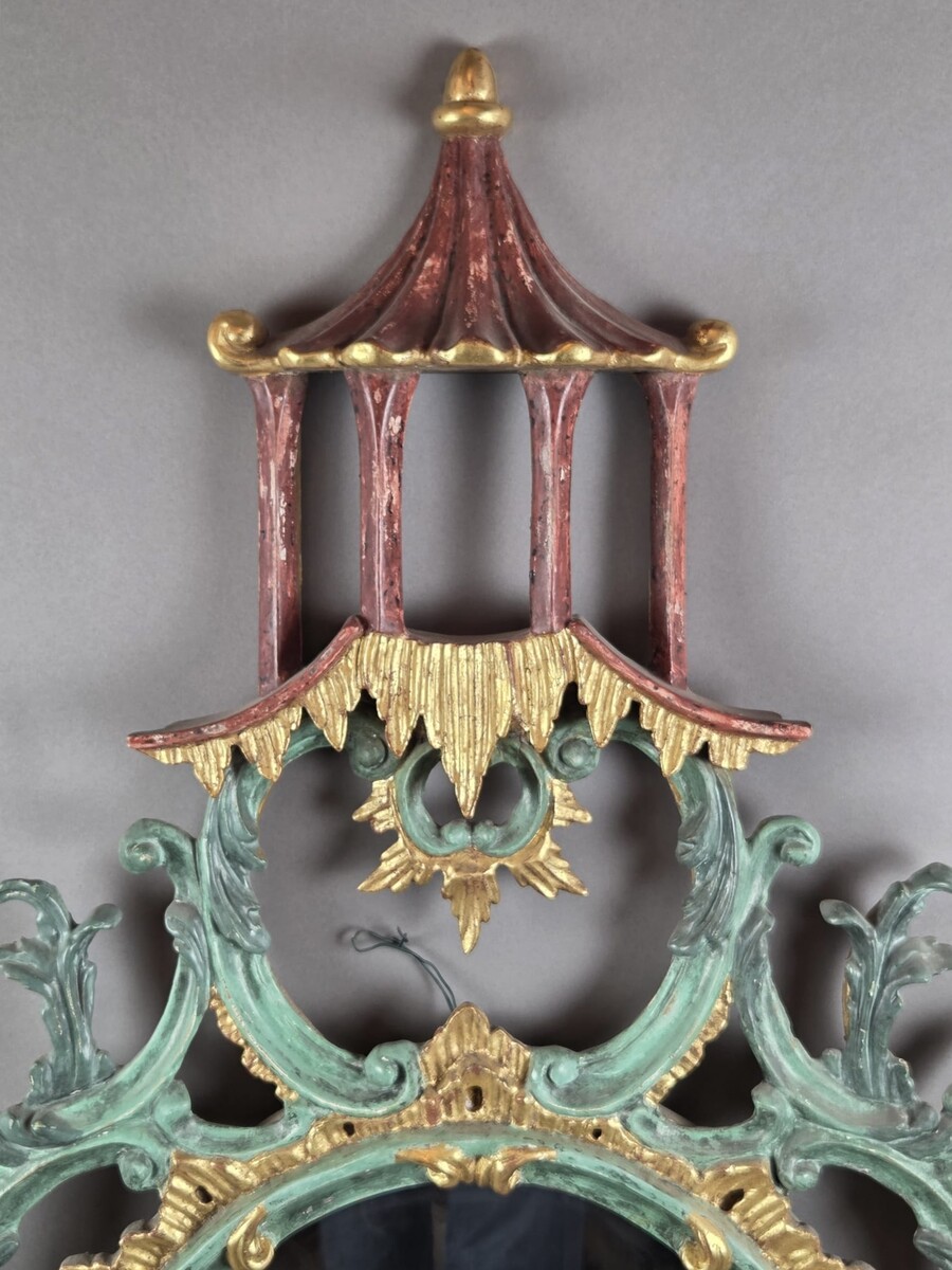 Japanese giltwood and polychrome mirror, early 20th century