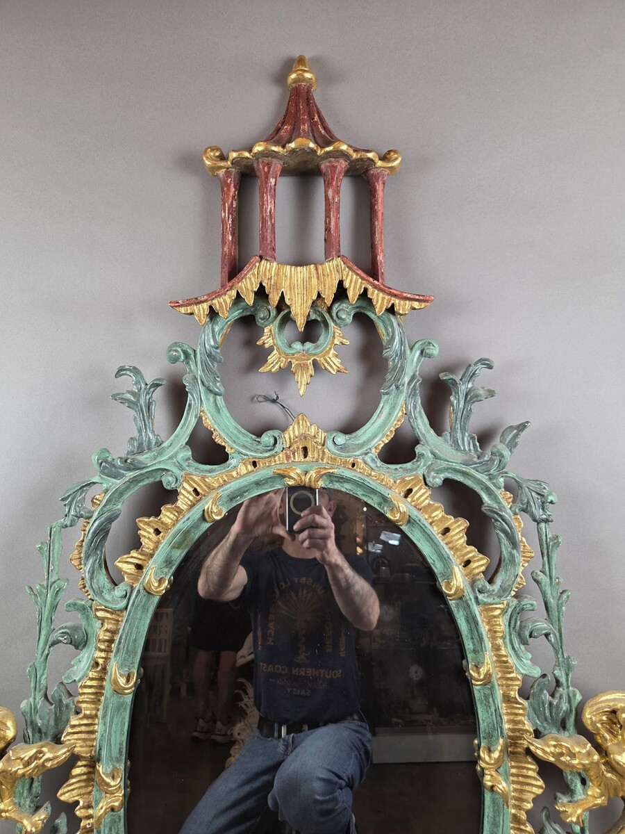 Japanese giltwood and polychrome mirror, early 20th century