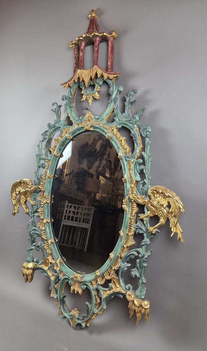 Japanese giltwood and polychrome mirror, early 20th century