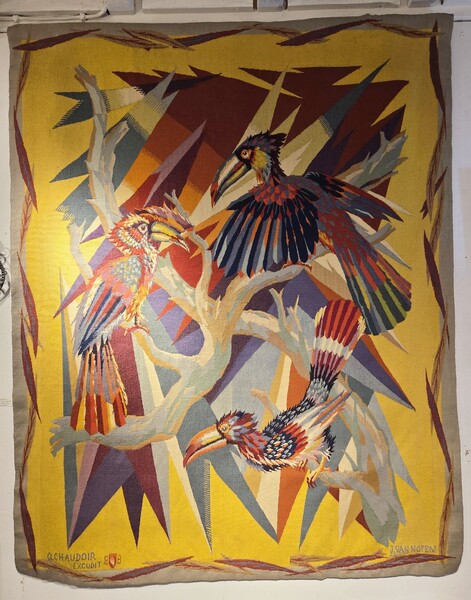 Jean van Noten, Belgian 1903-1982, tapestry with birds, circa 1960