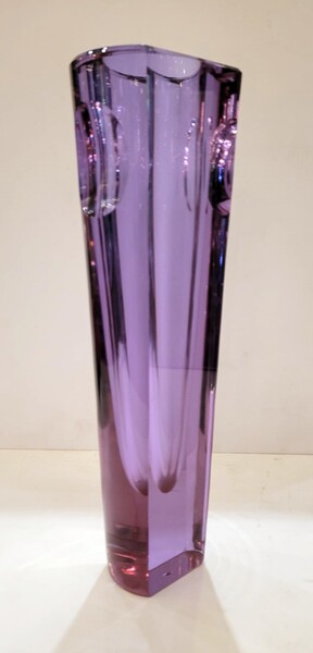 Large blue-pink vase - Czech crystalware - Moser 1957