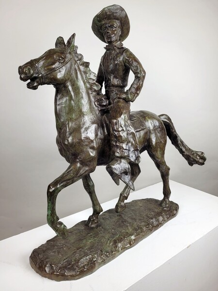 Large bronze representing a cowboy signed Paul sersté - Belgium (1910 - 2000)