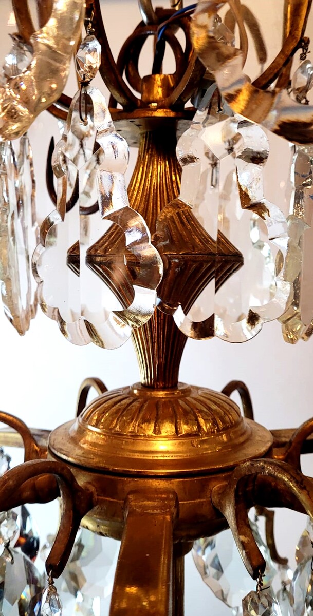 Large cage chandelier in gilded bronze and brass - 23 lamps