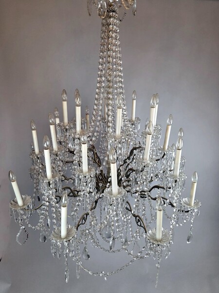 Large chandelier with glass pendants, late 19th century