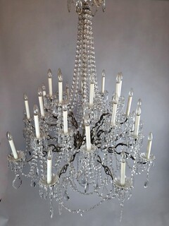 Large chandelier with glass pendants, late 19th century