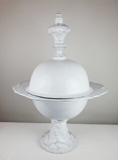 Large covered earthenware vase, late 19th early 20th