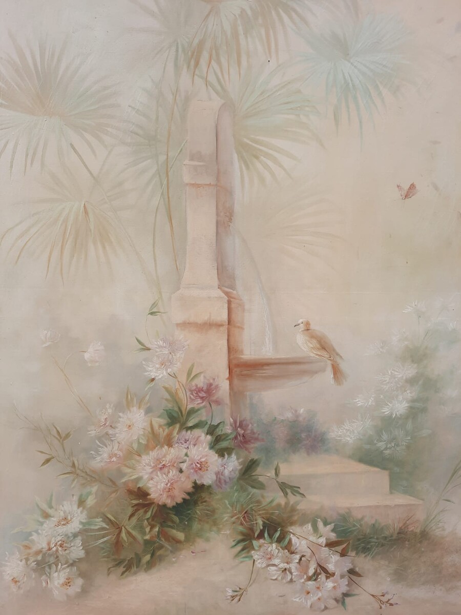Large Decorative Canvas, Circa 1900, Signed A. Hubert 