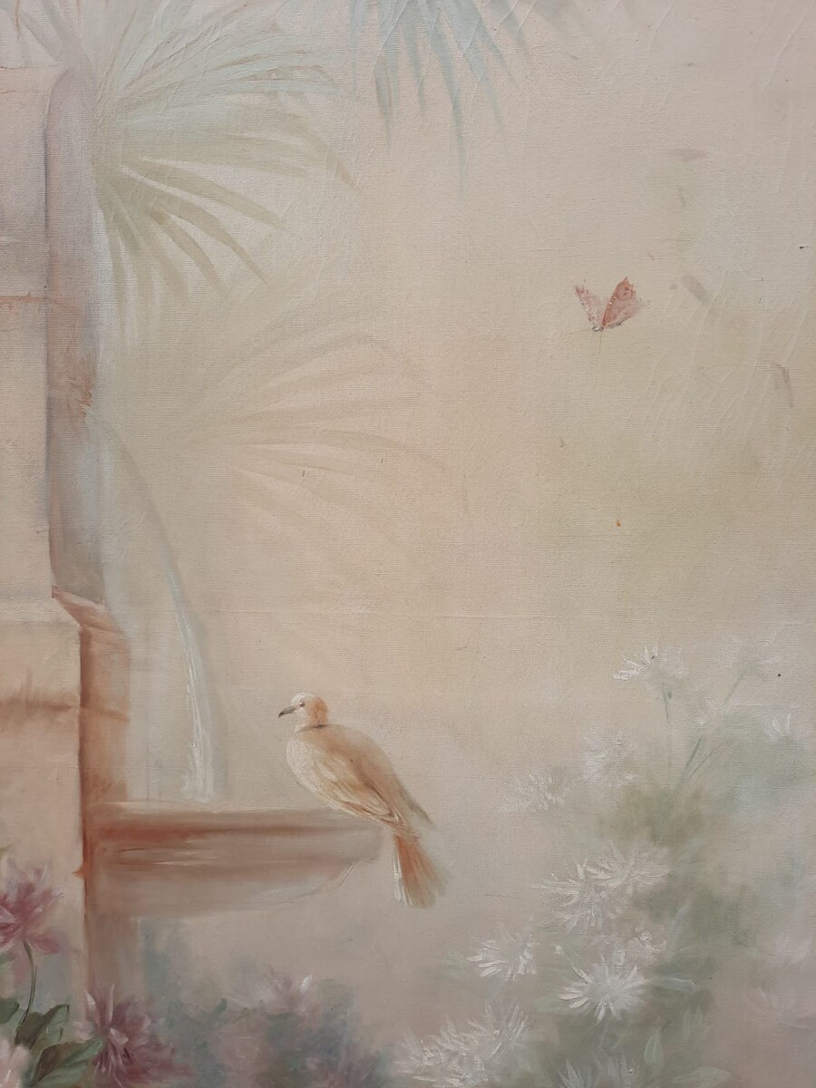 Large Decorative Canvas, Circa 1900, Signed A. Hubert 
