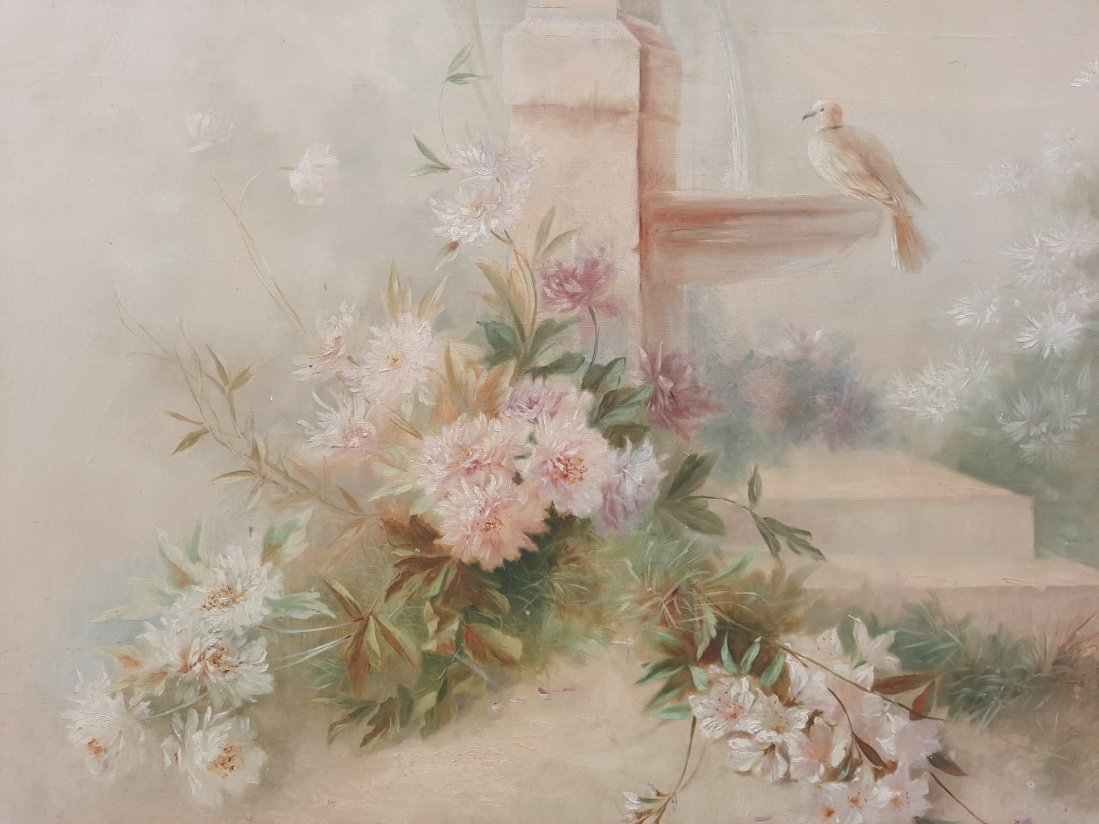 Large Decorative Canvas, Circa 1900, Signed A. Hubert 