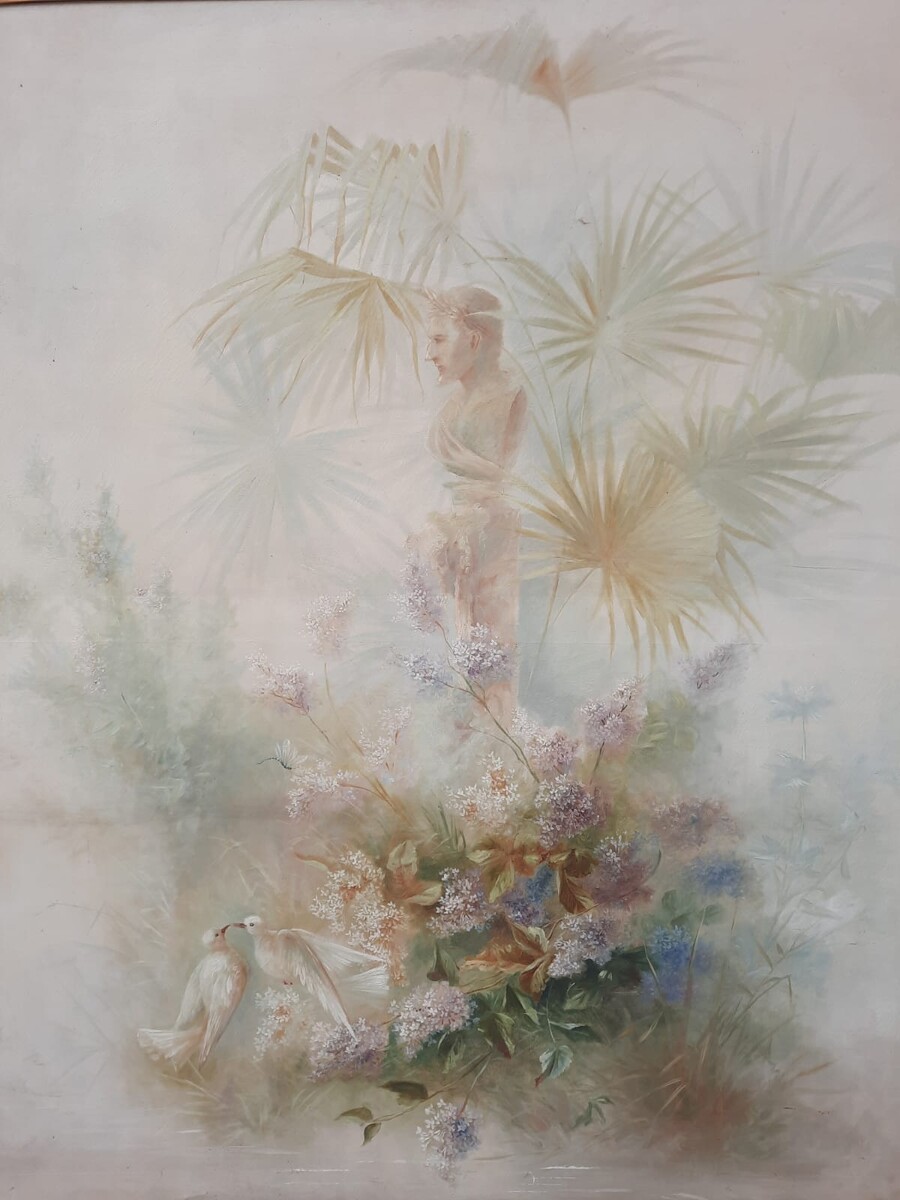 Large Decorative Canvas, Circa 1900, Signed A. Hubert 