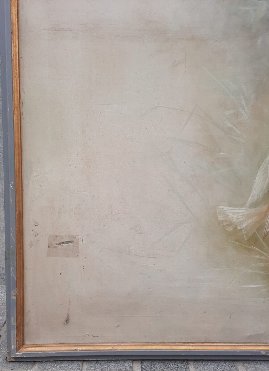 Large Decorative Canvas, Circa 1900, Signed A. Hubert 